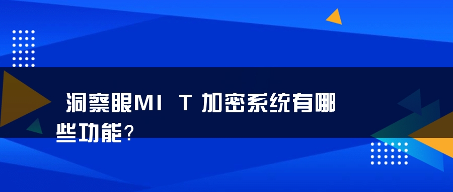 洞察眼MIT加密系统有哪些功能？