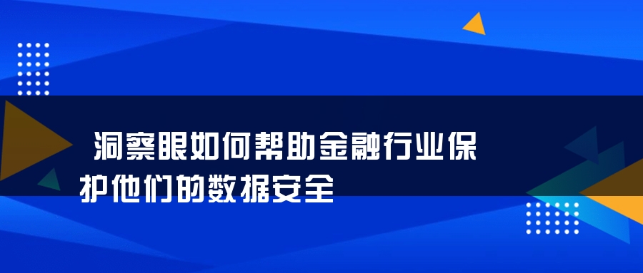洞察眼如何帮助金融行业保护他们的数据安全