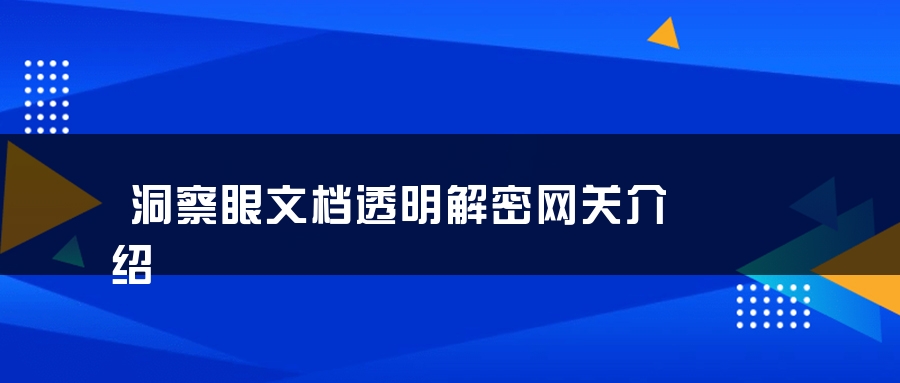 洞察眼文档透明解密网关介绍