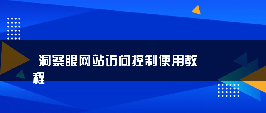 洞察眼网站访问控制使用教程