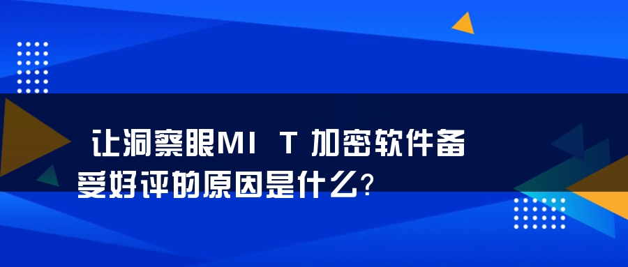 让洞察眼MIT加密软件备受好评的原因是什么？