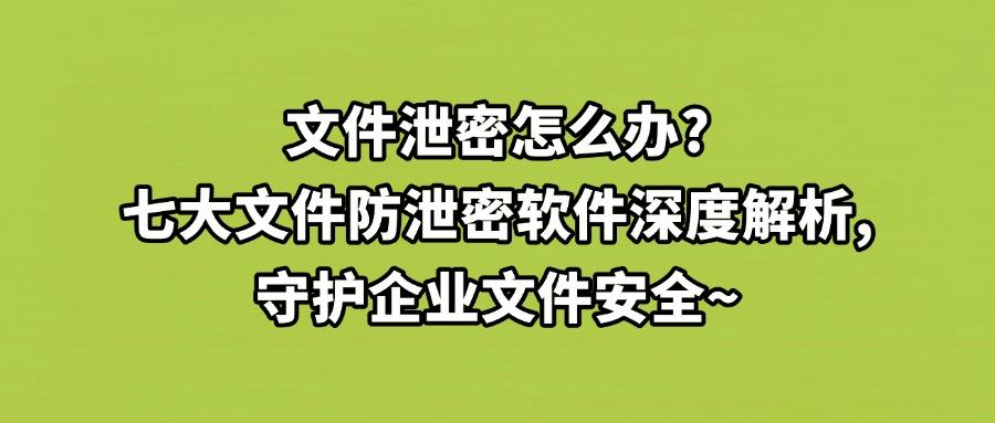 企业文件防泄密软件有哪些？这七款文件防泄密软件全方位满足你的管理需求(图1)