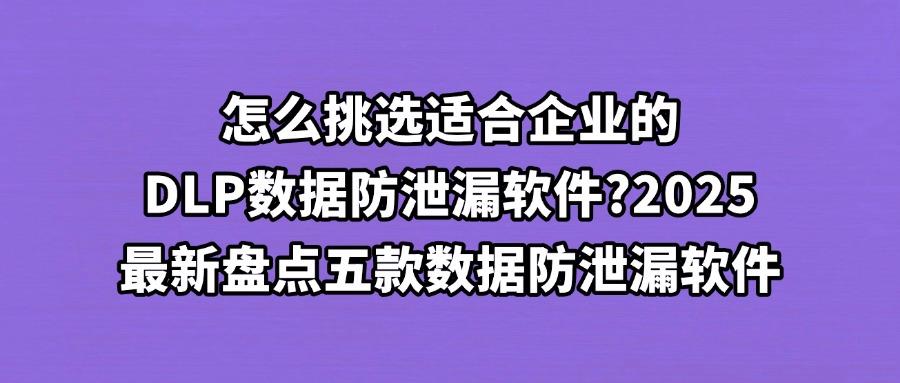 怎样防止数据泄漏？五个DLP数据防泄漏软件分享，2025最新推荐！(图1)