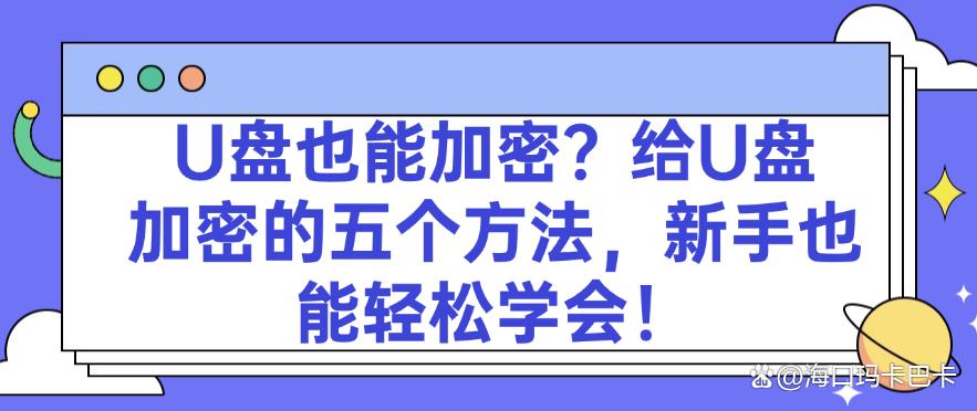 U盘也能加密？给U盘加密的五个方法，新手也能轻松学会！码住(图1)