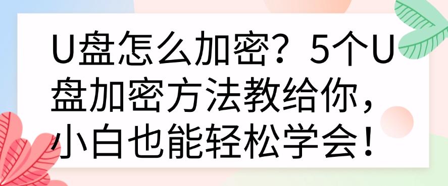 U盘怎么加密?5个U盘加密方法教给你,小白也能轻松学会!快码住(图1) U盘怎么加密?5个U盘加密方法教给你,小白也能轻松学会!快码住(图1)