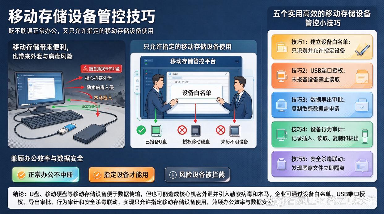 如何只允许指定的移动存储设备使用？推荐五个管控移动存储设备的小技巧，学起来(图1)